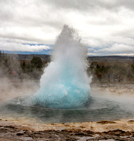 The Geysir spouting explosively.