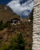 Tamchhog Lhakhang and prayer flags.