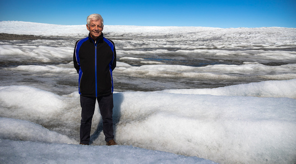 Standing on the ice cap.
