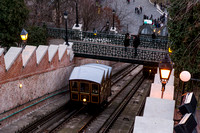 As one carriage goes down another comes up the funicular.